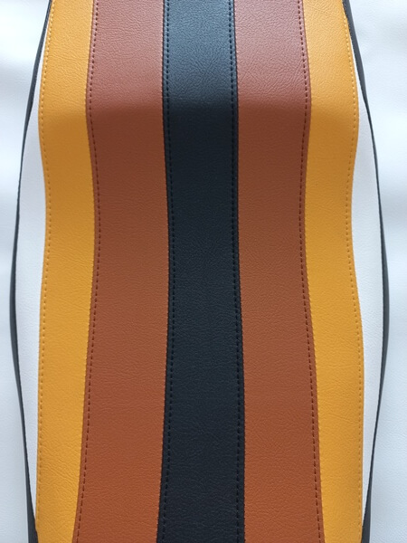 selle moto sur mesure personnalisé SUZUKI en simili cuir traité pour l'extérieur - noire, jaune, blanc, marron