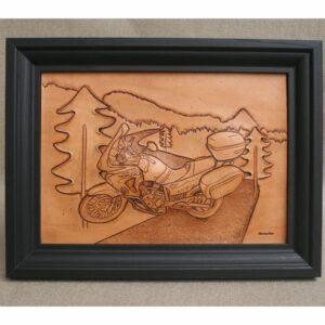 Tableau sculpture sur cuir - Transalp Honda